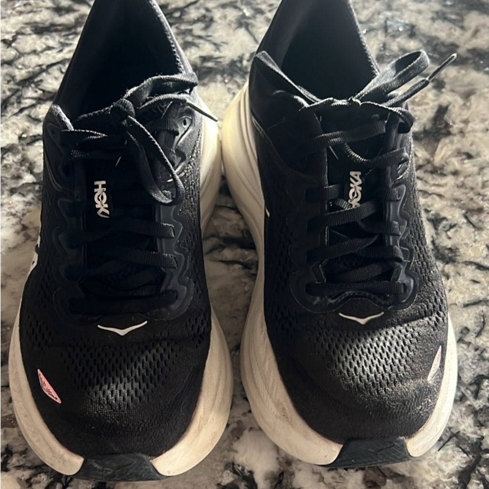 Hoka Black and White Bondi 9 Sneakers - Picture 2 of 3